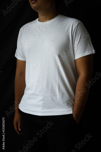 men wear plain T-shirts for mockups templates. blank t-shirt for front side design