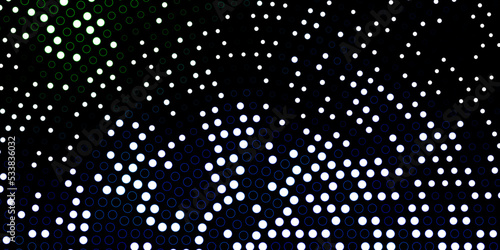 Dark Blue  Green vector background with bubbles.