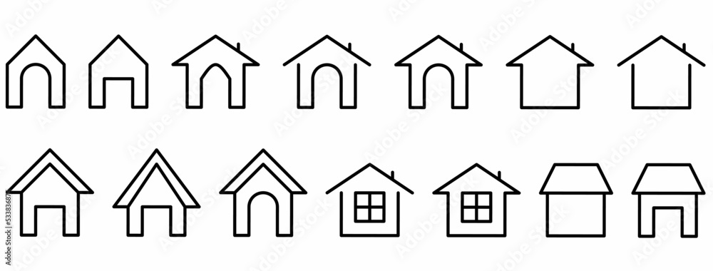 home or house icon set isolated on white background.outline simple home icon home or house icon set isolated on white background.outline simple home icon