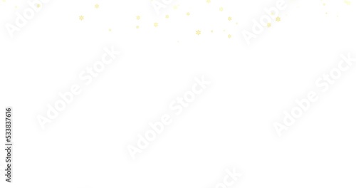  黄色の雪の結晶が色を変化させながら舞い落ちるアニメーション素材(白背景)