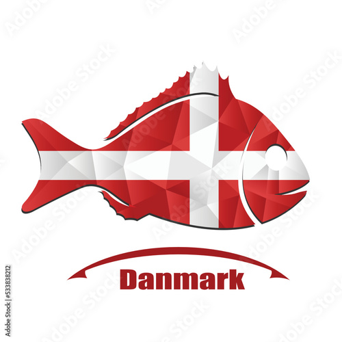 fish logo made from the flag of Danmark