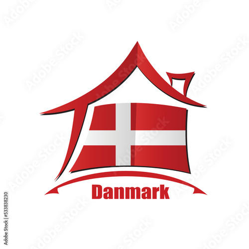 House icon made from the flag of Danmark