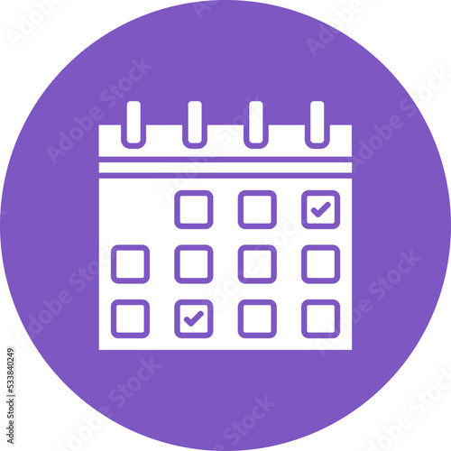 Calendar Multicolor Circle Glyph Inverted Icon