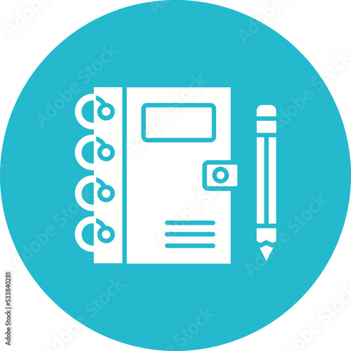 Notebook Multicolor Circle Glyph Inverted Icon