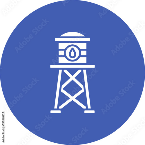 Water Tower Multicolor Circle Glyph Inverted Icon
