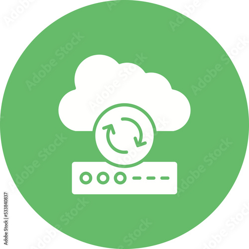 Cloud Sync Multicolor Circle Glyph Inverted Icon