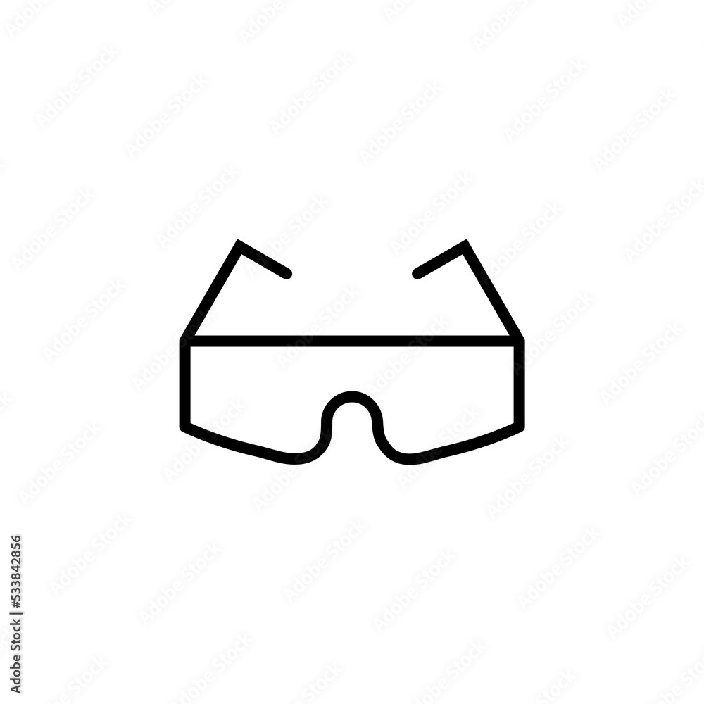 Safety glasses line icon isolated on white background Safety glasses line icon isolated on white background