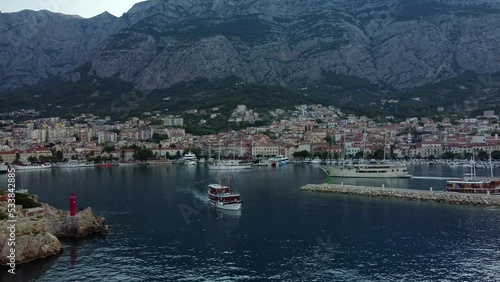 4K Footage of a Ferry leaving the Port of Lukobran Maraska, Croatia photo