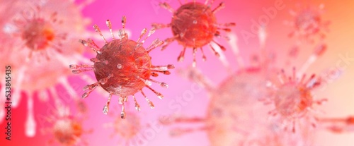 Close-up virus against the background , infection with a new strain, infectious bacterium, 3D rendering