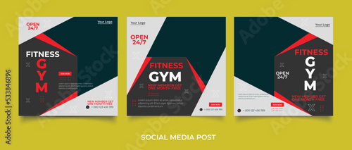 Gym Fitness social media post design template	