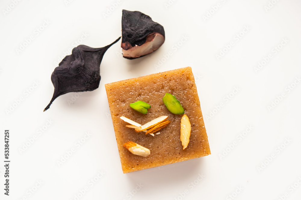 Singhara Barfi or Singhada burfi or halwa made using water chestnut