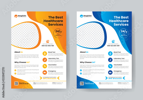 Billede på lærred healthcare flyer template a4 size vector file