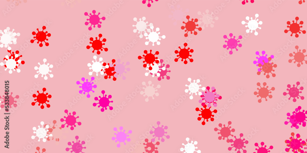 Light pink, yellow vector backdrop with virus symbols. Light pink, yellow vector backdrop with virus symbols.