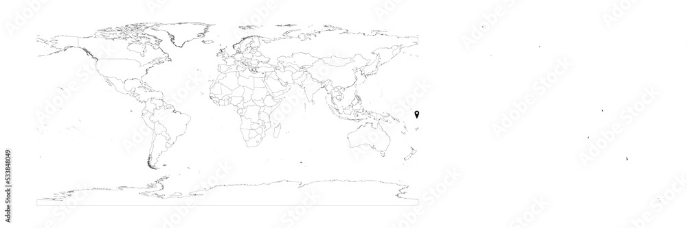 Vector Tuvalu map showing country location on world map and solid map for Tuvalu on white background. File is suitable for digital editing and prints of all sizes.