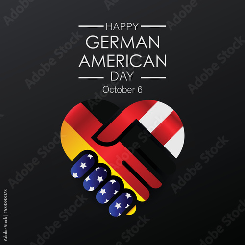 German American Day. Illustration of german and american flags in handshake. Suitable use to german american event