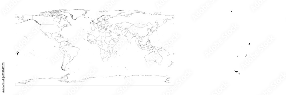 Obraz premium Vector Tonga map showing country location on world map and solid map for Tonga on white background. File is suitable for digital editing and prints of all sizes.