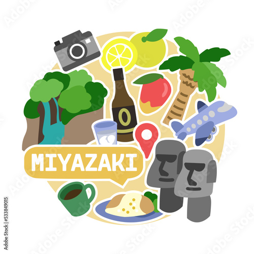 宮崎のアイコンセット　線無し　丸