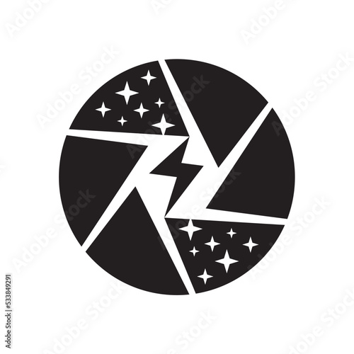 camera and lightning vector. photography vector logo