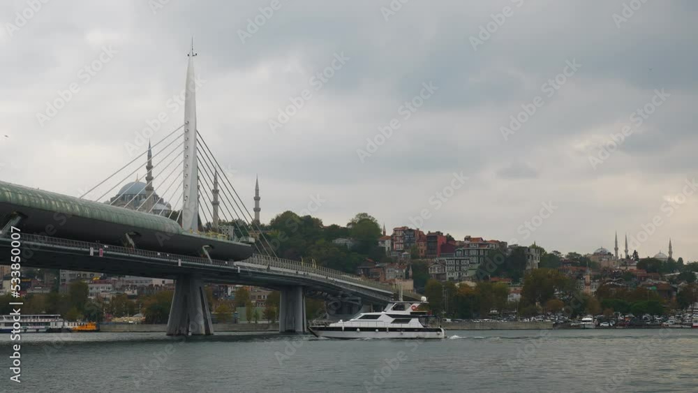 day time istanbul city famous traffic bay metro bridge panorama 4k turkey day time istanbul city famous traffic bay metro bridge panorama 4k turkey