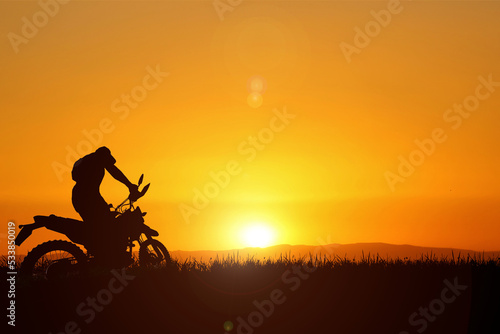 Silhouette for a beautiful evening or morning light background with copyspace for content.