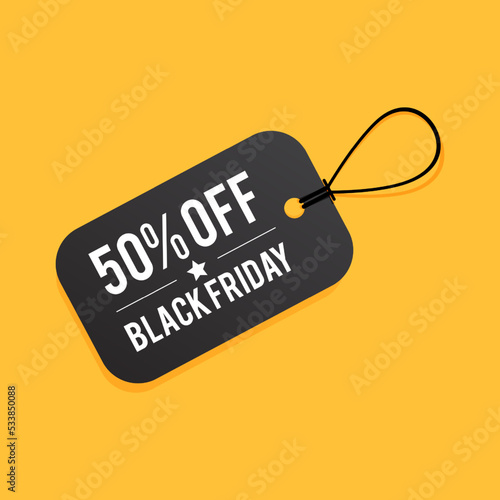 Black Friday price tag label offer illustration on isolated background