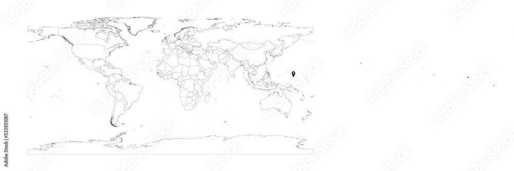 Vector Micronesia map showing country location on world map and solid map for Micronesia on white background. File is suitable for digital editing and prints of all sizes.