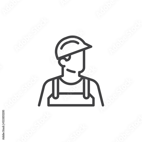 Construction worker line icon