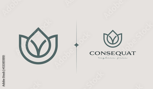 Organic Botanical Minimal Natural Iconic Graphic Decor Linear Simple Floral Logo Design. Universal creative premium symbol. Vector sign icon logo template