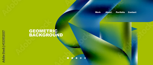 Glassmorphism landing page background template. Colorful glass shapes with metallic effect abstract composition for wallpaper, banner, background