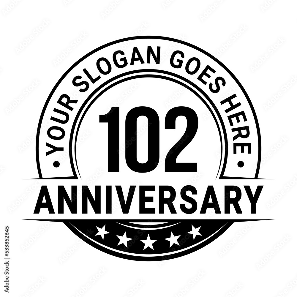 102 years anniversary logo design template. Vector illustration	