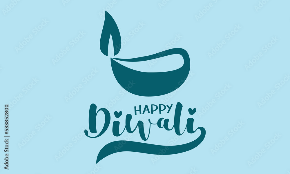 Obraz premium Calligraphy letter design concept of Happy Diwali/Deepavali with light lamp. Festival design vector illustration.