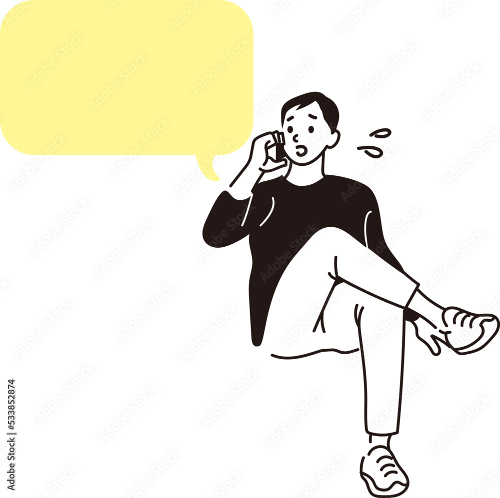携帯電話で話す男性のベクター線画
