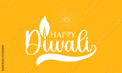 Calligraphy letter design concept of Happy Diwali/Deepavali with light lamp. Festival design vector illustration.
