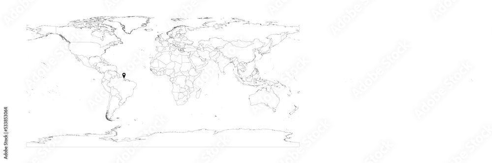 Vector Kiribati map showing country location on world map and solid map for Kiribati on white background. File is suitable for digital editing and prints of all sizes.