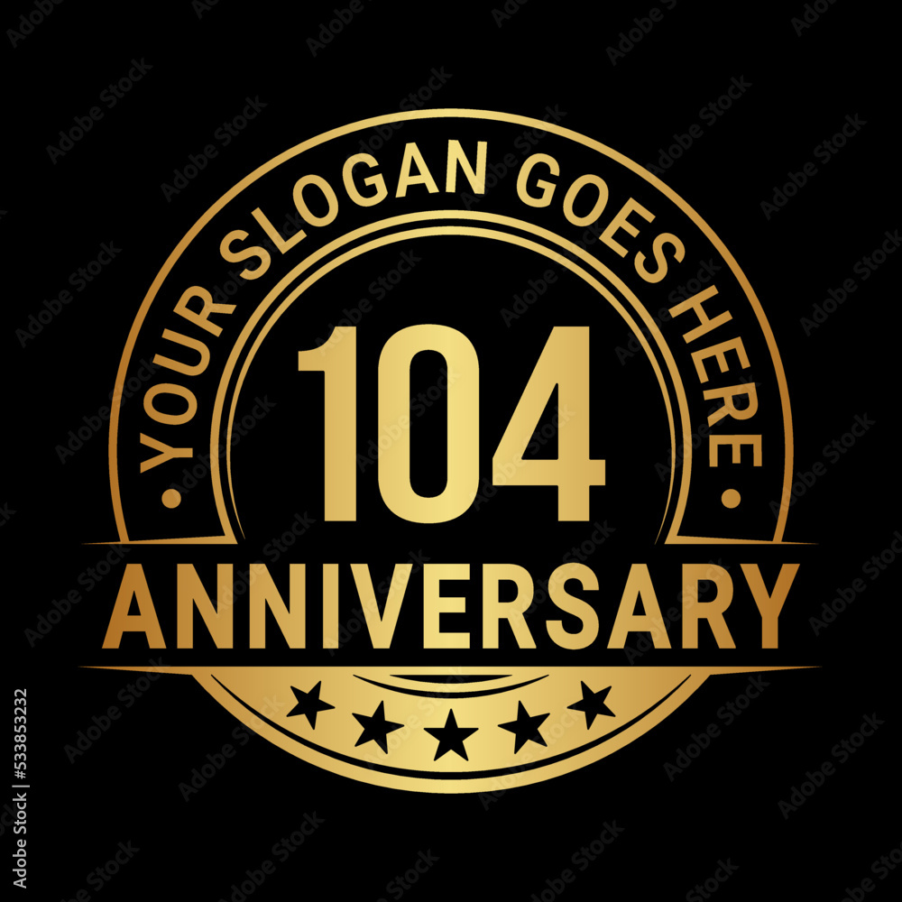 104 years anniversary logo design template. Vector illustration	