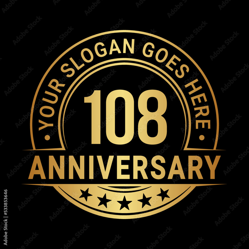 108 years anniversary logo design template. Vector illustration	