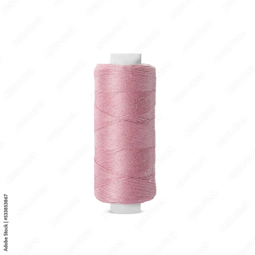 Spool of pink sewing thread isolated on white Spool of pink sewing thread isolated on white