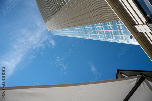 Skyscrapers at Akasaka in TOKYO with blue sky and sunshine photo
