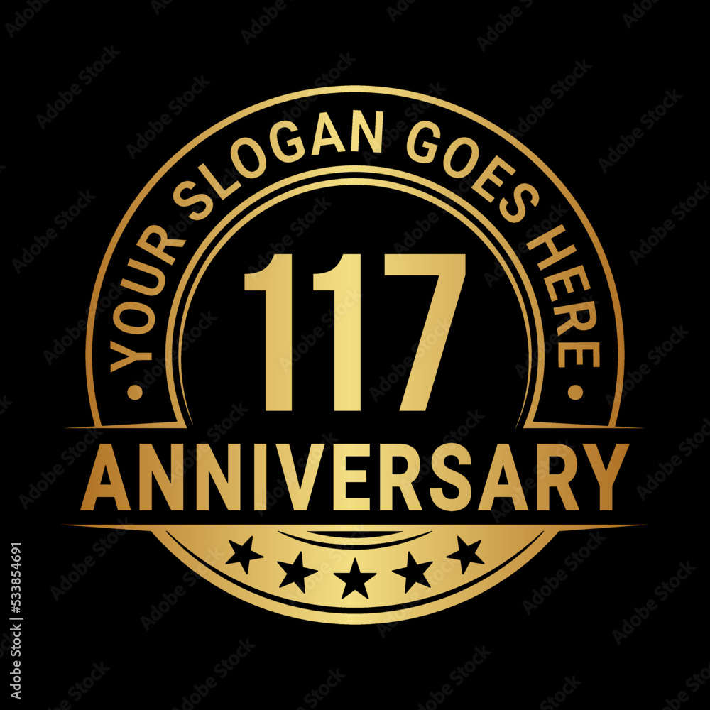 Fototapeta premium 117 years anniversary logo design template. Vector illustration 