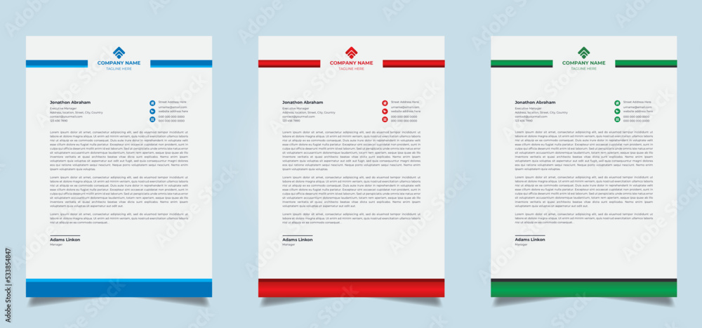 Abstract modern Letterhead Design company business letterhead template design layout

