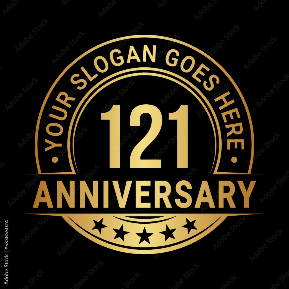 121 years anniversary logo design template. Vector illustration	