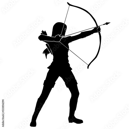Stampa su tela Archer Silhouette, Female Warrior Character Design