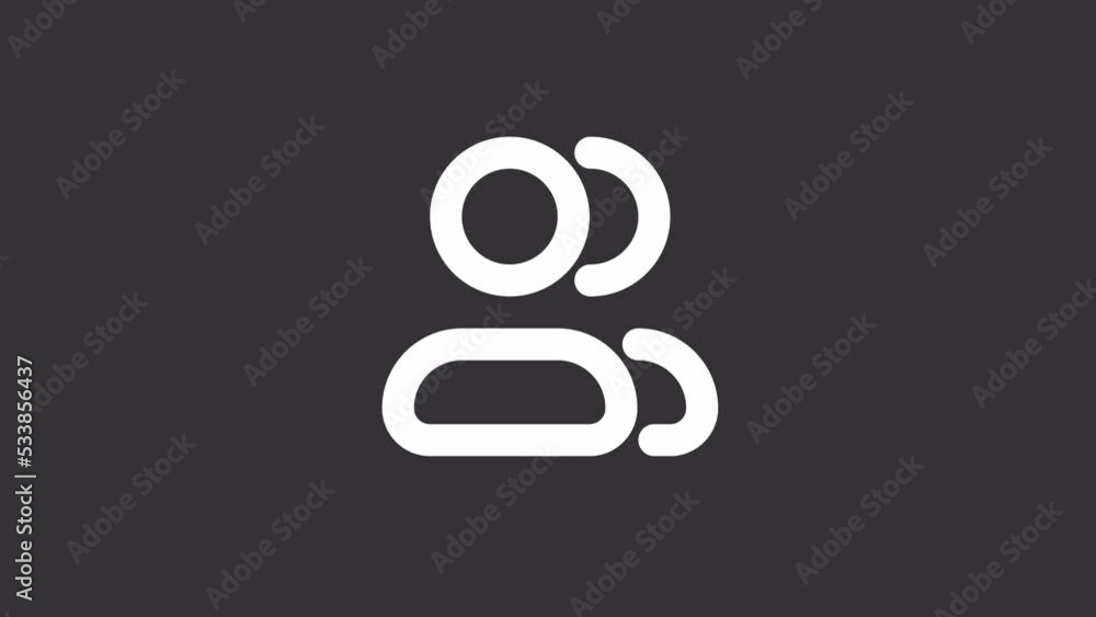 Animated group white line ui icon. Team members. Contacts. Seamless loop 4k video with alpha channel on transparent background. Isolated user interface symbol motion graphic design for night mode