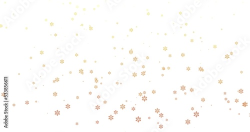 黄色の雪の結晶の背景素材(白背景)