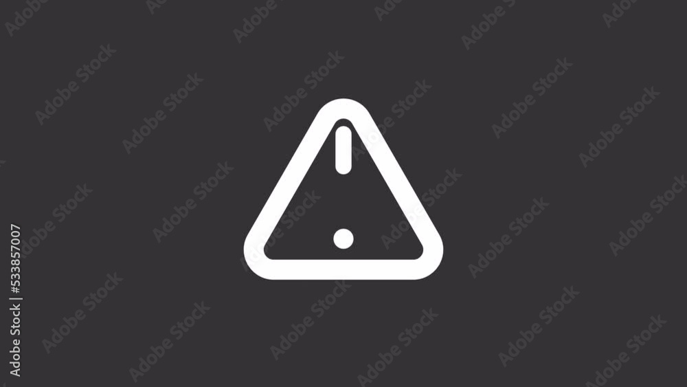 Animated caution white line ui icon. Triangle shaped sign. Seamless loop 4k video with alpha channel on transparent background. Isolated user interface symbol motion graphic design for night mode Animated caution white line ui icon. Triangle shaped sign. Seamless loop 4k video with alpha channel on transparent background. Isolated user interface symbol motion graphic design for night mode