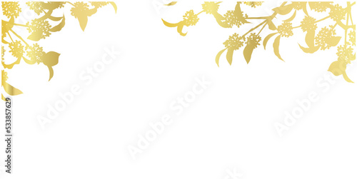 金木犀のシルエットフレーム④上部_金色風