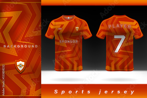 Red orange sports jersey star stripe pattern template design