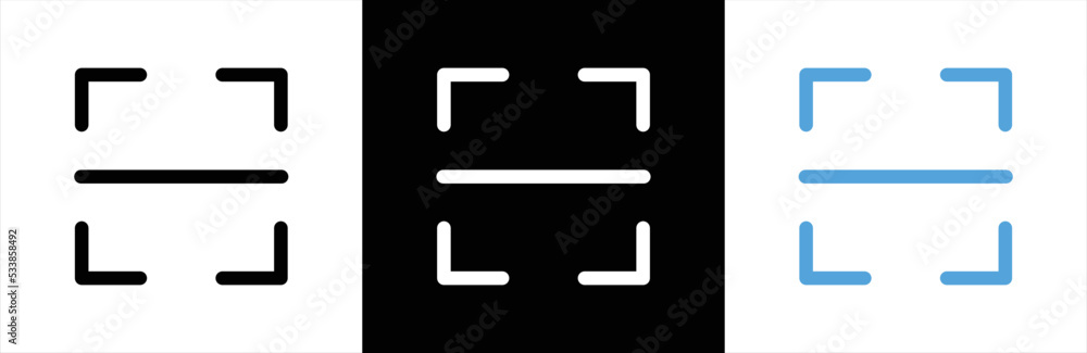 Scan qr code icon. Scaning qr code icon set. Scanning code sign. Code scanner icon. Barcode icons. Vector illustration. Scan qr code icon. Scaning qr code icon set. Scanning code sign. Code scanner icon. Barcode icons. Vector illustration.