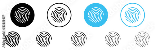 Fingerprint icon set. Fingerprint identification icon for apps and websites. Vector illustration