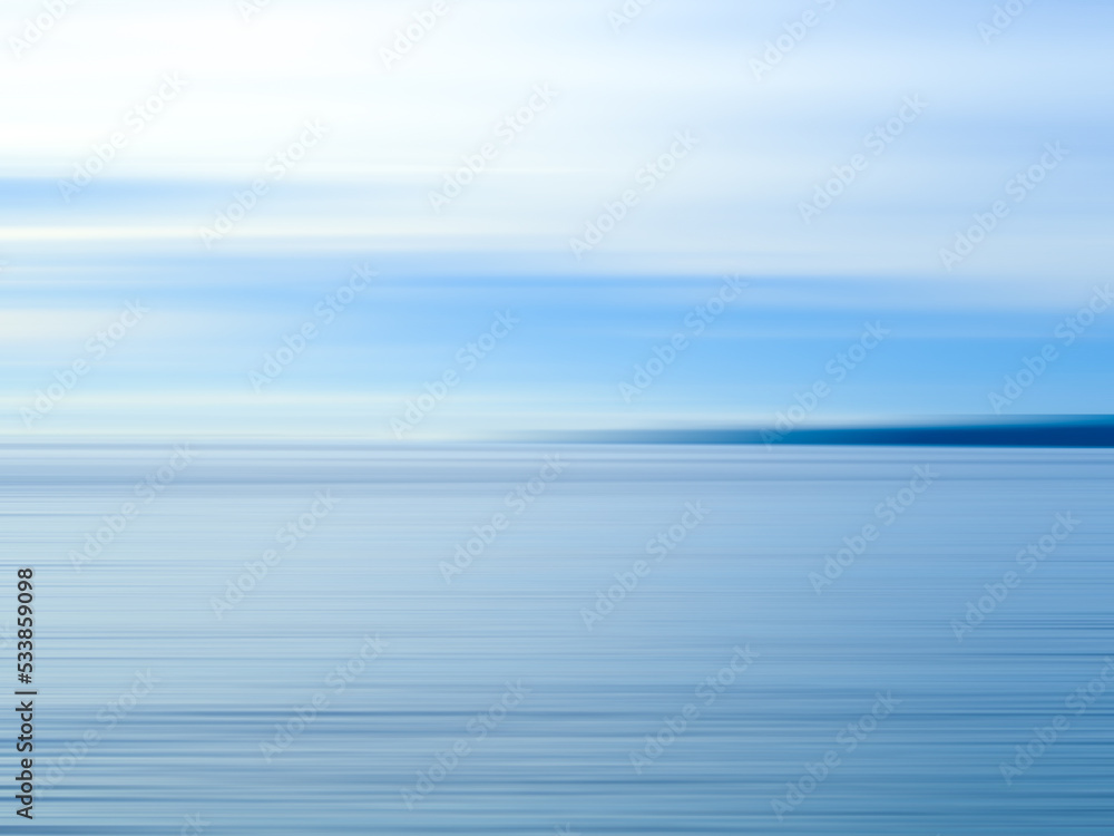 Abstract background horizontal blur speed sky mountains sea Beautiful natural blur blue background. Smooth.